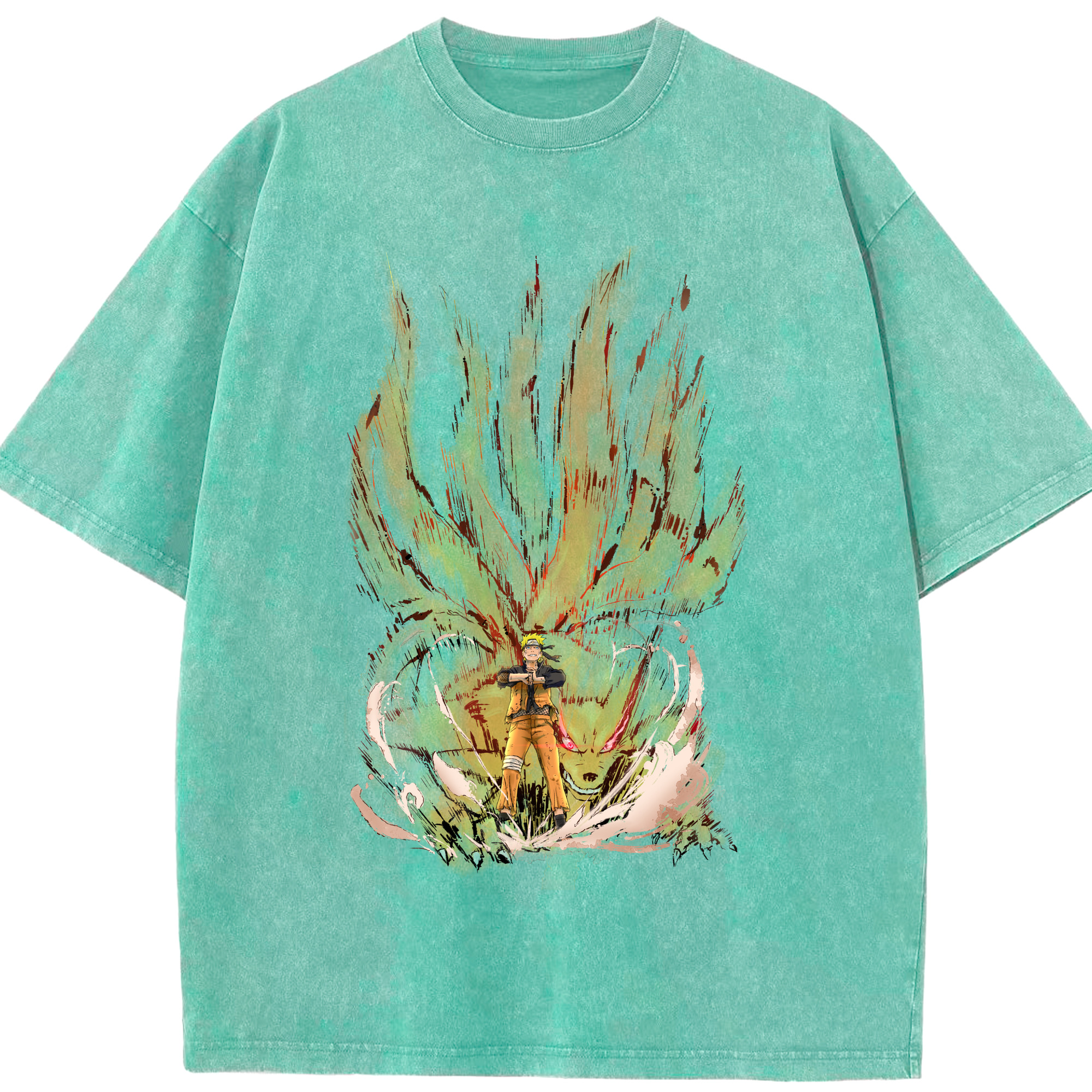 （画像用） NARUTO -ナルト- うずまき ナルト Uzumaki Naruto 綿100% ヴィンテージ風 半袖Tシャツ（フロントプリント）